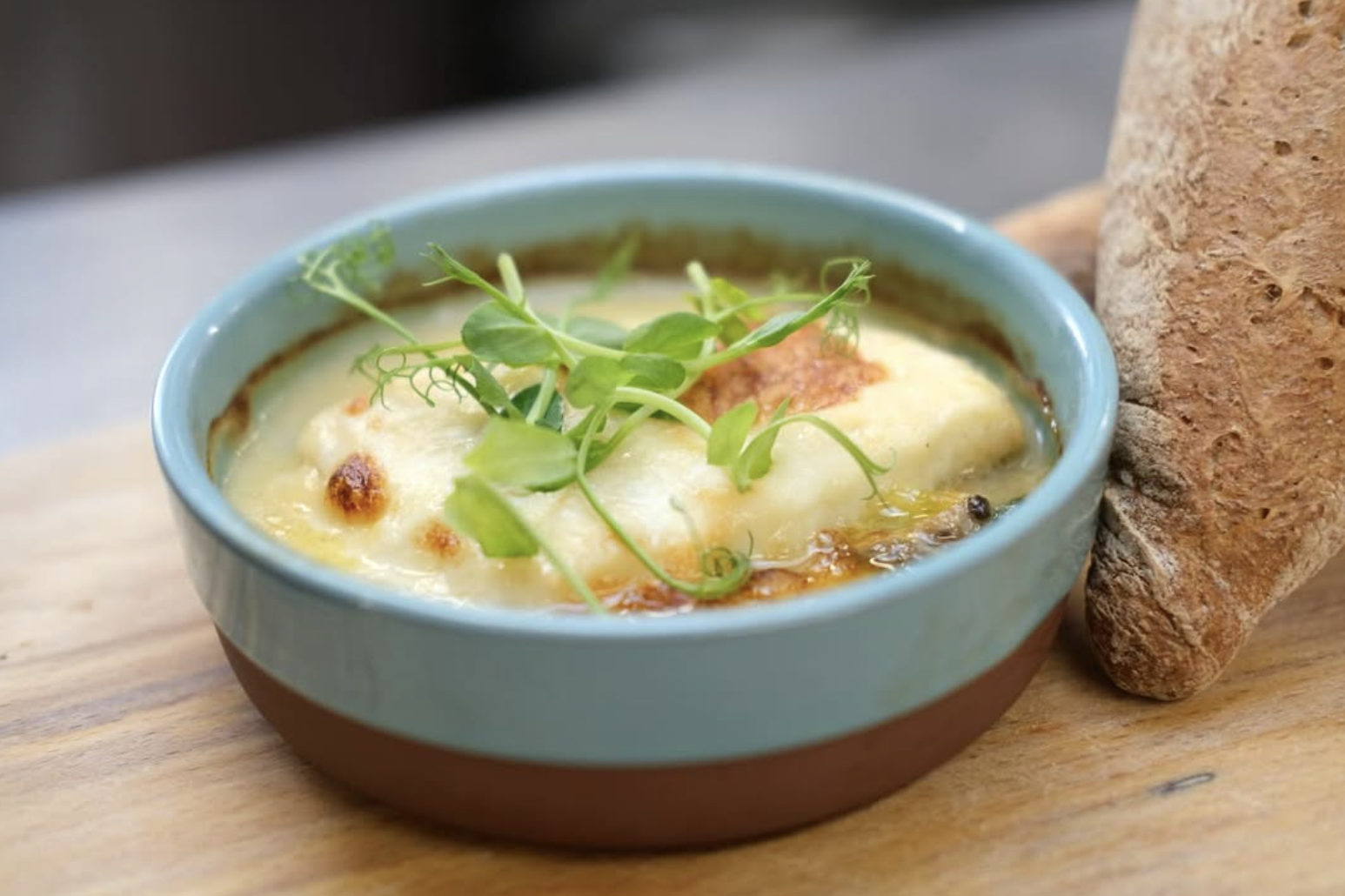 A fish and saffron risotto from our classics menu at The Crown Inn, Dial Post.
